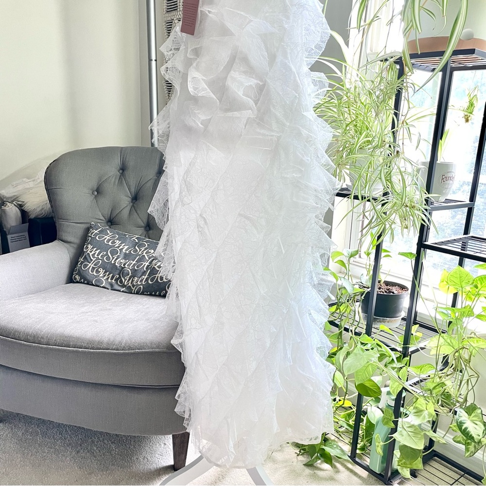 BHLDN Jia Bias-Cut Lace Ruffled V-Neck Gown White Bridal Slip Dress NWT 6 - Picture 15 of 16